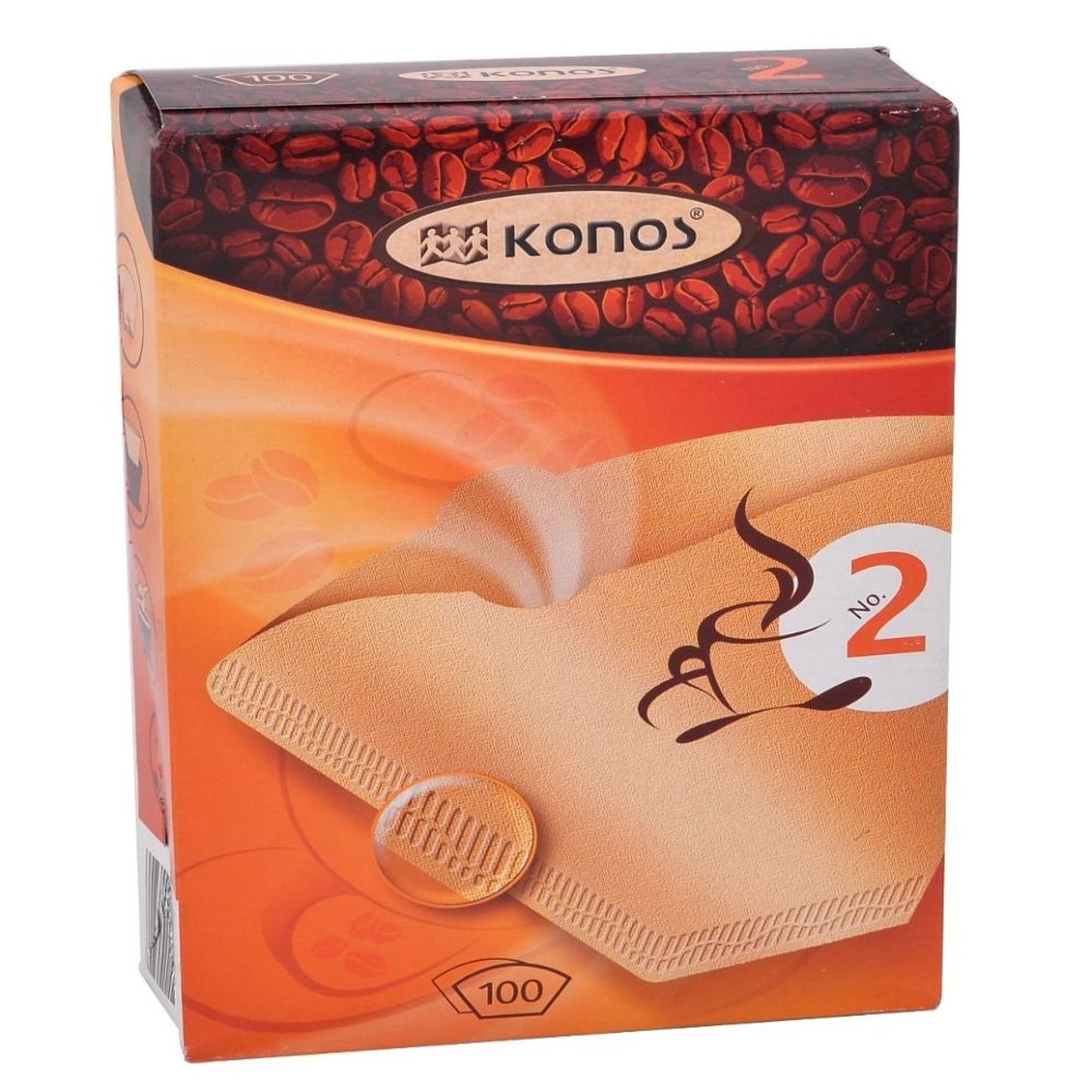 Rezerva Konos din Hartie Filtru de Cafea Tip 2, 100 Buc/Set, Celuloza Pura, Culoare Maro