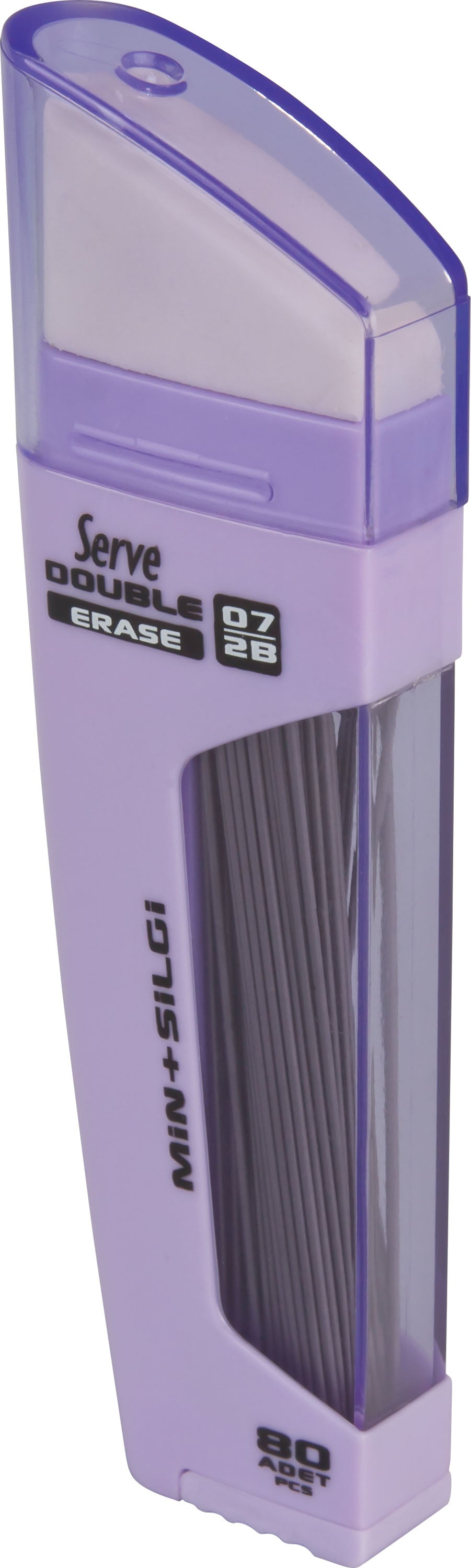 Serve Double Erase, Mine Creion 2b + Radiera, 80 Mine X 0.7 Mm, Corp Mov Pastel