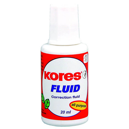 Corector Fluid pe Baza de Solvent cu Pensula Kores, 20 ml, Uscare Rapida, Corectoare Fluide, Corector cu Pensula, Corectoare cu Pensula, Corector Scoala, Corectoare Scoala, Corector pentru Scoala, Corector Uscare Rapida, Corectoare pentru Scoala