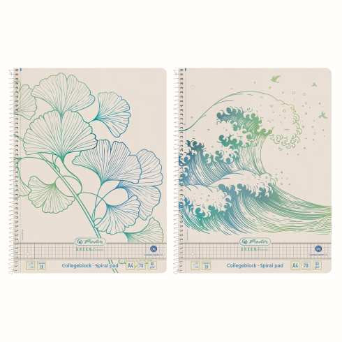 Caiet A4 70f Spirala Patratele Motiv Ginkgo Greenline