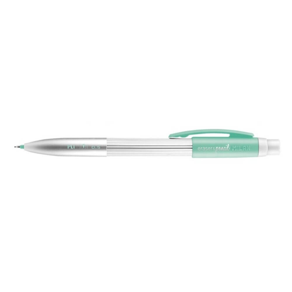 Creion Mecanic MILAN Silver, Mina de 0.5 mm, Radiera Inclusa, Corp din Metal si Plastic Verde/Argintiu, Creioane Mecanice, Creion Mecanic cu Mina, Creioane Mecanice cu Mina, Creion Mecanic cu Radiera, Creion Mecanic 0.5 mm, Creion Mecanic Mina HB