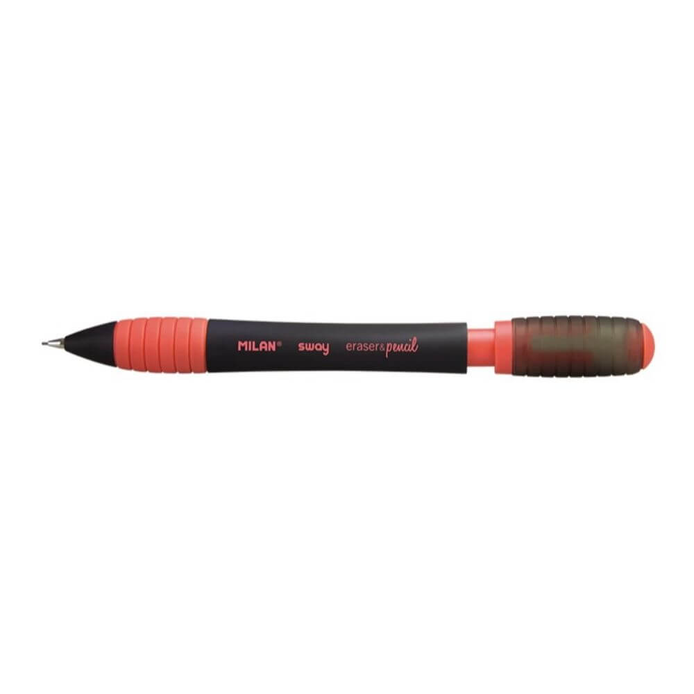 Creion Mecanic MILAN Sway, Mina de 0.5 mm, Radiera Inclusa, Corp Negru/Rosu din Plastic si Metal, Creioane Mecanice, Creion Mecanic cu Mina, Creioane Mecanice cu Mina, Creion Mecanic cu Radiera, Creion Mecanic 0.5 mm, Creion Mecanic Mina HB