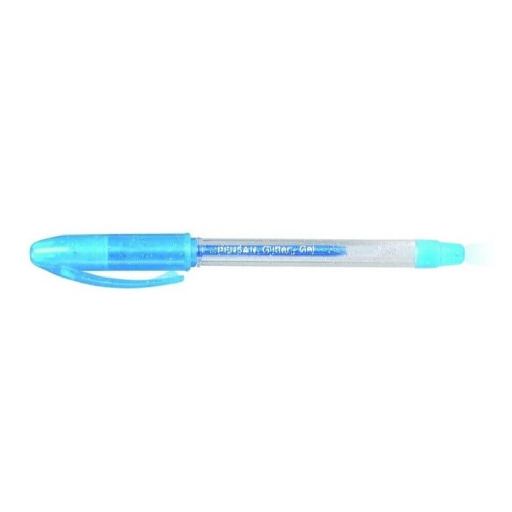 Pix cu Gel PENSAN Glitter, Mina Albastra cu Sclipici, 12 Buc/Set, Varf 1 mm, Corp din Plastic Transparent, Pixuri cu Gel, Pix cu Sclipici, Pix Glitter, Pixuri cu Sclipici, Pixuri Glitter, Pix cu Gel cu Sclipici, Rechizite Scolare
