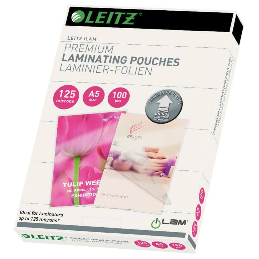 100 Folii de Laminare la Cald Leitz UDT, A5, 125 Microni, Finisaj Lucios, Folie pentru Laminare la Cald, Folie A5 pentru Laminare la Cald, Folie A5 Laminare la Cald, Folie Laminare la Cald, Folie Laminare 125 Microni, Set 100 Folii Laminare la Cald Leitz