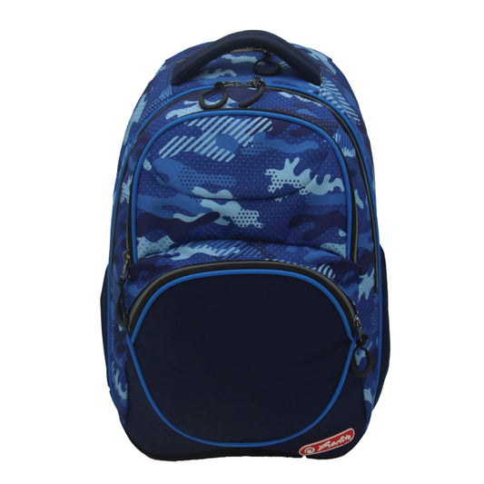 RUCSAC HERLITZ ZIPPER CUBE: ERGONOMIC, SPATIOS, POLIESTER RECICLAT REZISTENT LA APA, BRETELE AJUSTABILE, BANDA/FERMOARE REFLECTORIZANTE, MOTIV BLUE ARMY