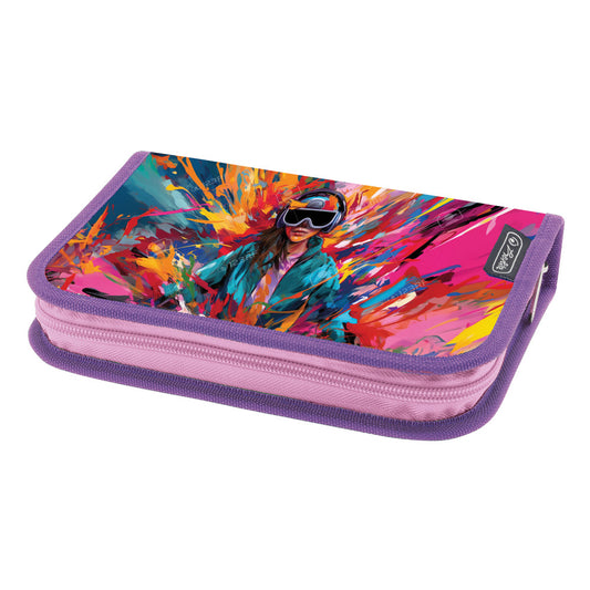 Penar Neechipat Cu 2 Clape, Fermoar Ascuns, Interior Textil, Dimensiune 13.5 X 19.5 X 3 Cm, Motiv Color Music  ( Cod Alternativ 9496830 )