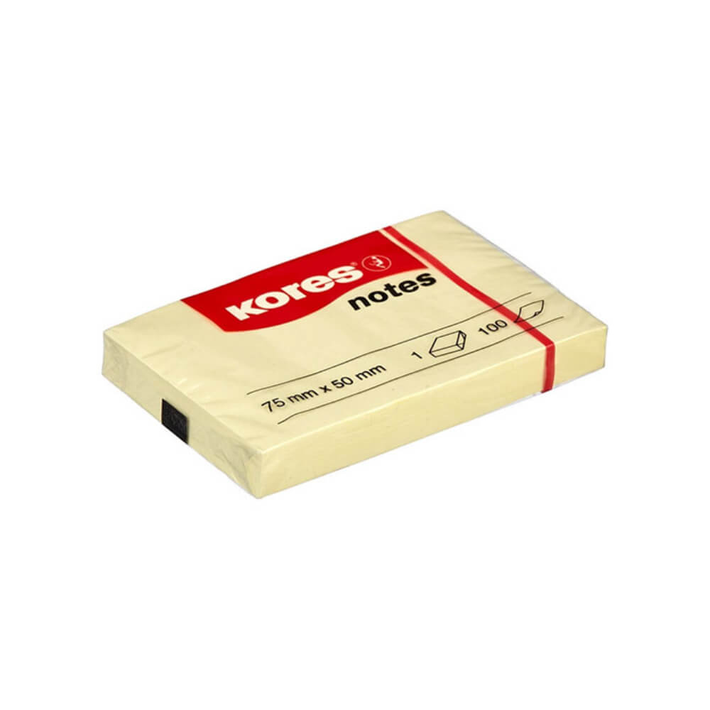 Notite Adezive Kores, 100 File, 50x75 mm, Galben Pal, Bloc Notes, Sticky Notes, Post-it, Post-it-uri, Bloc de Hartie, Notite pentru Birou, Notite Adezive pentru Birou, Memo Adezive, Notite Adezive Galbene, Notite Adezive Colorate