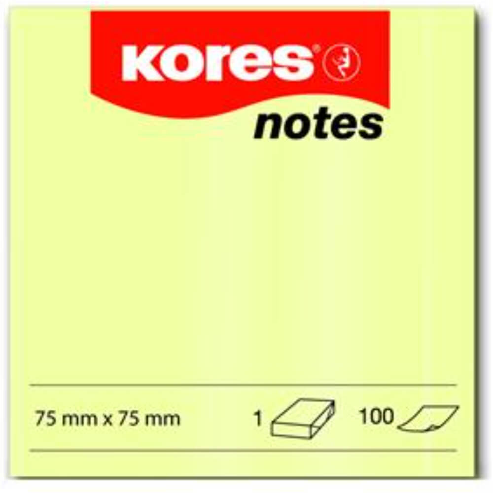 Notite Adezive Kores, 100 File, 75x75 mm, Galben Pal, Bloc Notes, Sticky Notes, Post-it, Post-it-uri, Bloc de Hartie, Notite pentru Birou, Notite Adezive pentru Birou, Memo Adezive, Notite Adezive Galbene, Notite Adezive Colorate