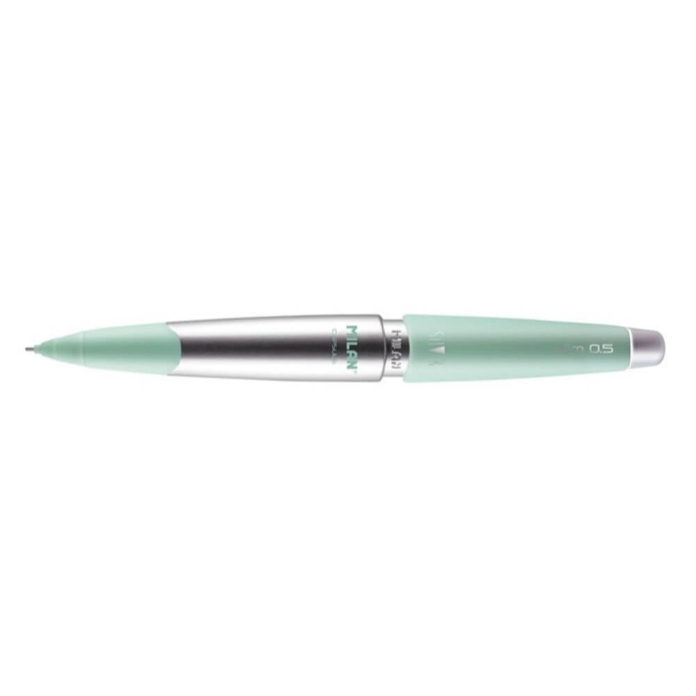 Creion Mecanic MILAN Capsule Silver, Mina de 0.5 mm, Corp din Metal si Plastic Verde, Creioane Mecanice, Creion Mecanic cu Mina, Creioane Mecanice cu Mina, Creion Mecanic Milan, Creion Mecanic cu Radiera, Creion Mecanic 0.5 mm