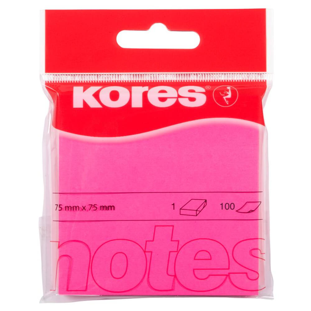 Notite Adezive Kores, 100 File, 75x75 mm, Roz Neon, Bloc Notes, Sticky Notes, Post-it, Post-it-uri, Bloc de Hartie, Notite pentru Birou, Notite Adezive pentru Birou, Memo Adezive, Notite Adezive Roz Neon, Notite Adezive Colorate