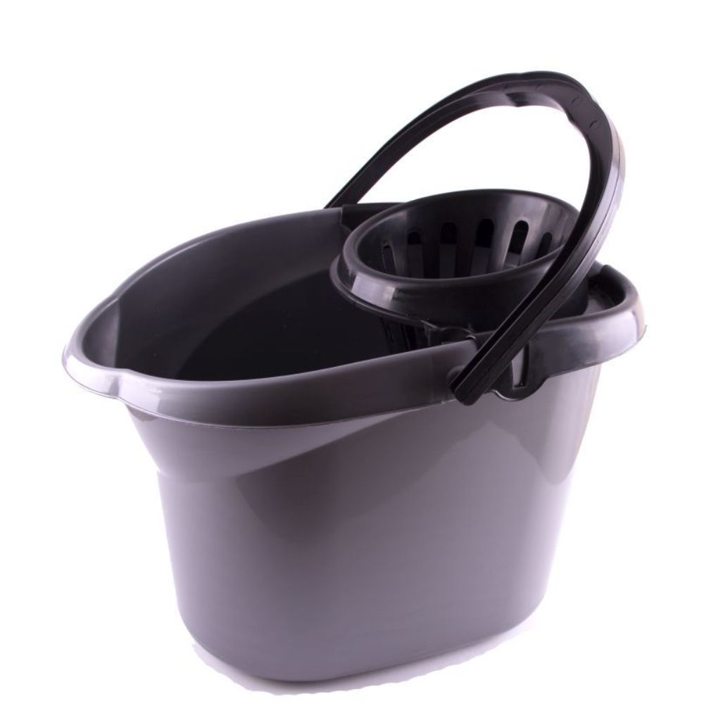 Galeata Ovala cu Storcator, Capacitate 13L, Polipropilena, Culoare Gri, Galeata pentru Curatenie Zorex Clasic, Galeata pentru Mop, Galeti cu Storcator, Galeata pentru Uz Casnic