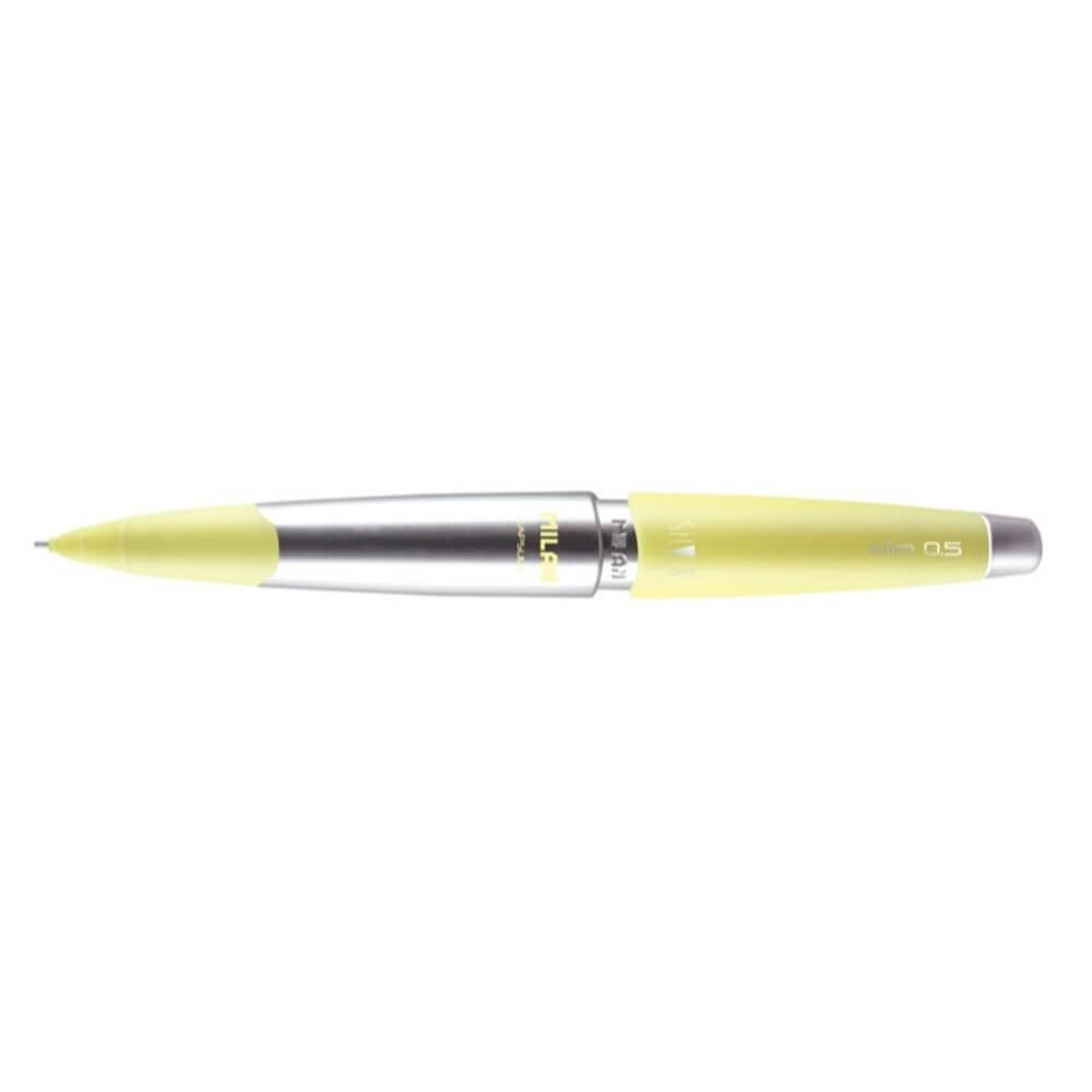 Creion Mecanic MILAN Capsule Silver, Mina de 0.5 mm, Corp din Metal si Plastic Galben, Creioane Mecanice, Creion Mecanic cu Mina, Creioane Mecanice cu Mina, Creion Mecanic Milan, Creion Mecanic cu Radiera, Creion Mecanic 0.5 mm