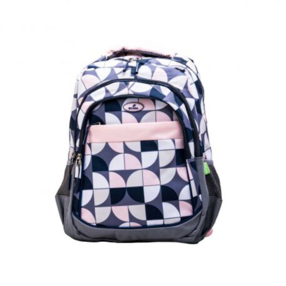Ghiozdan Scolar Ecada, Dimensiuni 46 cm, Model Cercuri, Bretele cu Burete Reglabile, Material Poliester