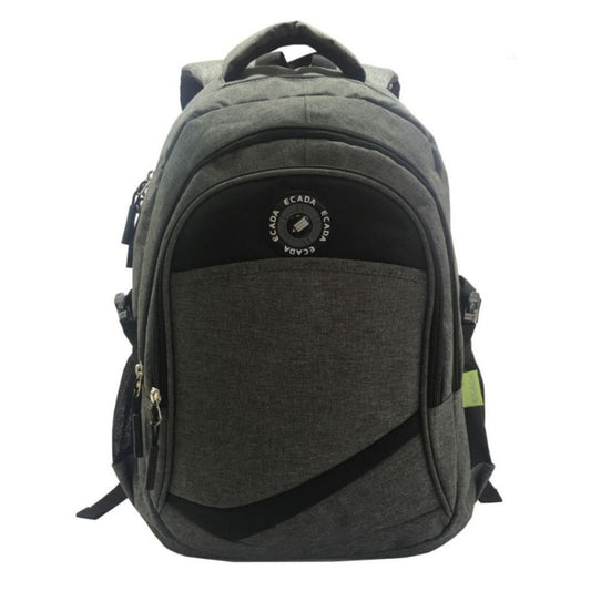 Ghiozdan Scolar Ecada, Dimensiune 45 cm, Bretele cu Burete Reglabile si Trei Fermoare, Material Poliester, Culoare Gri