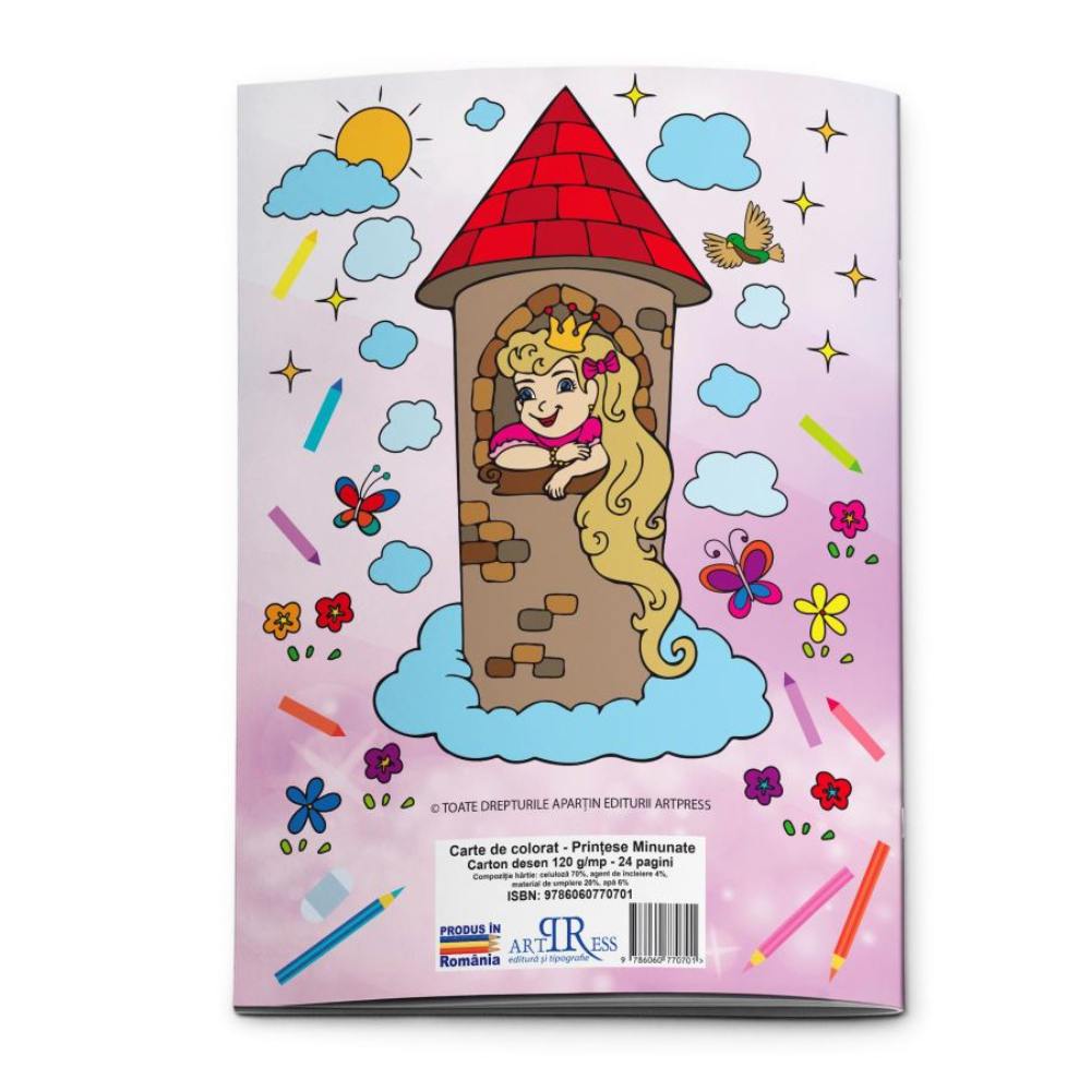 Carte de Colorat Artpress A4, Model Printese Minunate, 24 Pagini