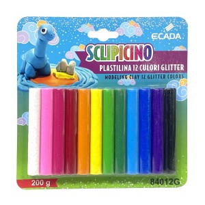Plastilina 12 Culori Glitter Ecada 84012g