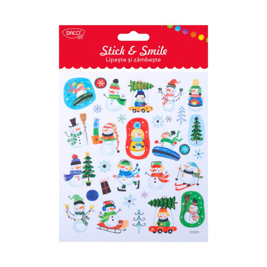 Set 32 Abtibilduri Daco Stick & Smile, Decoratiuni de Craciun, 1 Coala, Autoadezive