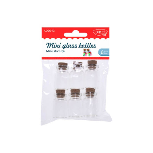 Set 6 Mini Sticlute Daco, 4x2 cm, Sticla/Pluta