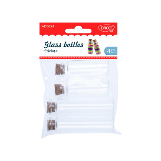 Set 4 Sticlute Daco, 6.5x2 cm, Sticla/Pluta