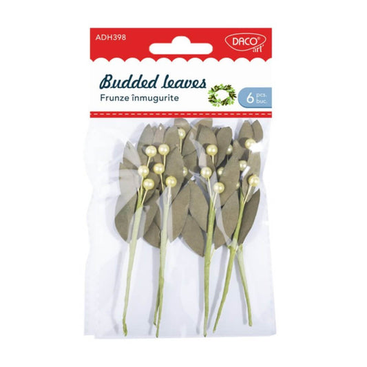 Set 6 Frunze Inmugurite Daco, 11x5 cm, Hartie/Sarma, Verde