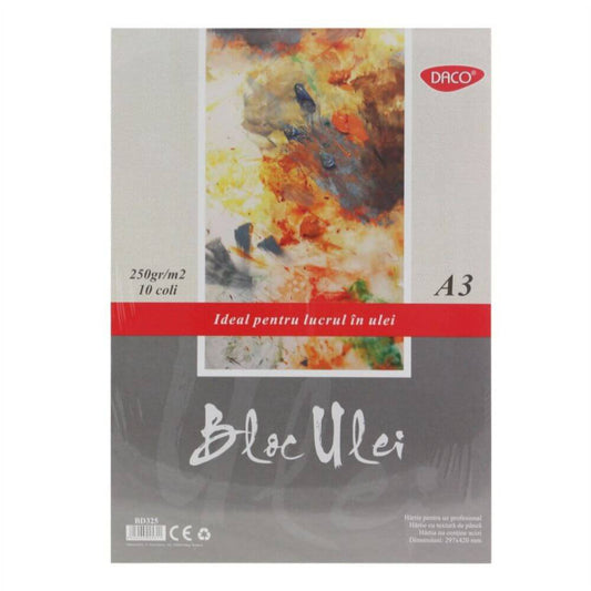 Bloc Ulei Daco A3, Textura Panza, 10 File, 250 g/mÂ?, Bloc Hartie Texturata Tip Panza, Hartie pentru Picturi in Ulei, Bloc de Desen pentru Culori Ulei, Bloc de Desen A3 Ulei, Bloc pentru Pictura in Ulei