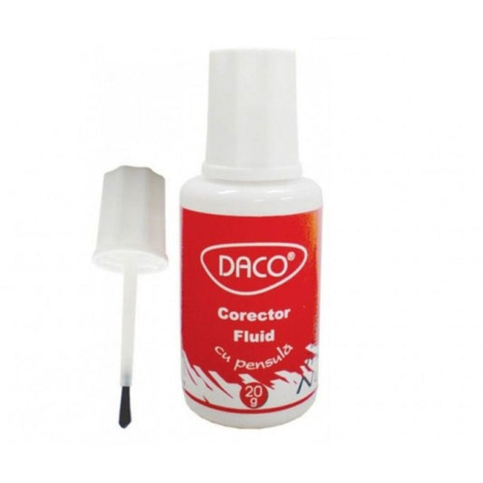 Fluid Corector Daco, cu Pensula pe Baza de Solvent, Model CF001, Cantitate 20 g