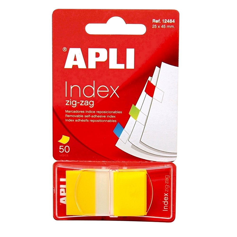 Index Apli, autoadeziv zig-zag, 24 x 45 mm, galben