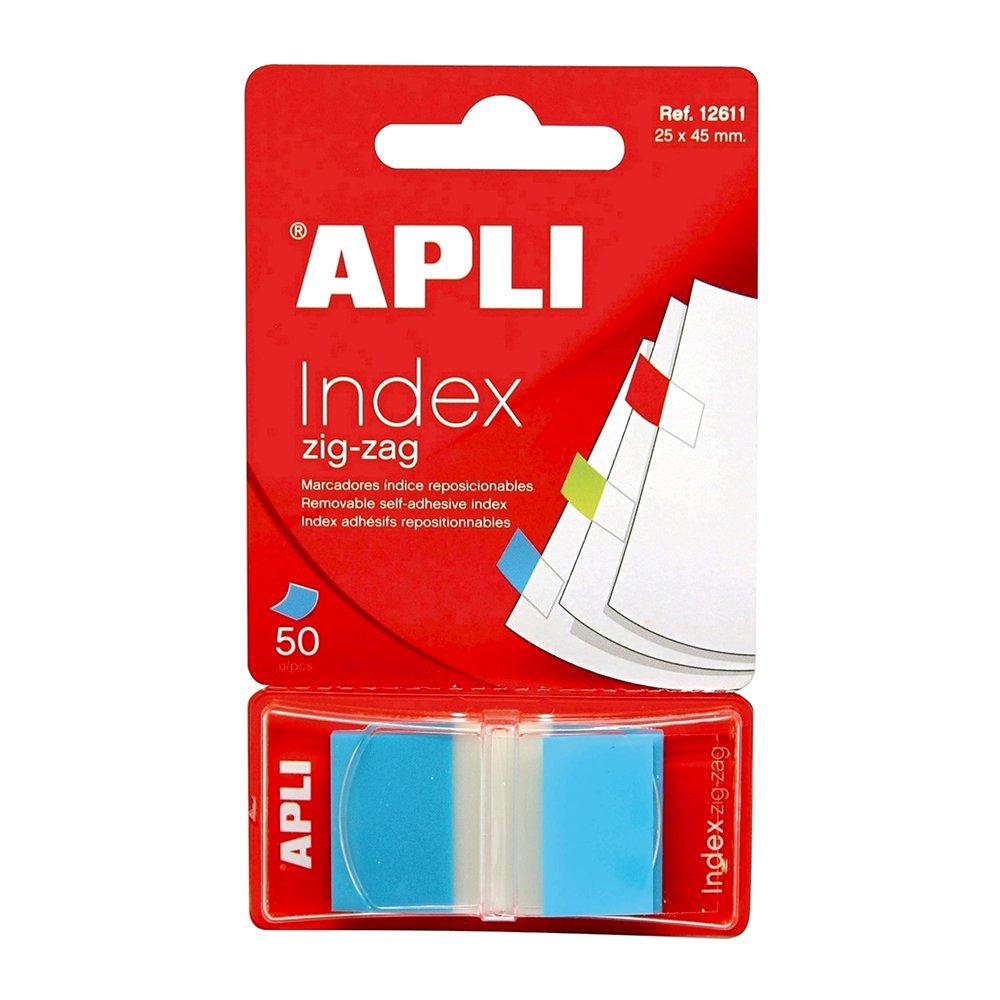 Index Apli, autoadeziv zig-zag, 24 x 45 mm, albastru