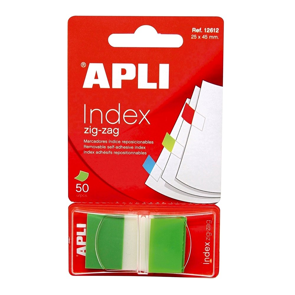 Index Apli, autoadeziv zig-zag, 24 x 45 mm, verde