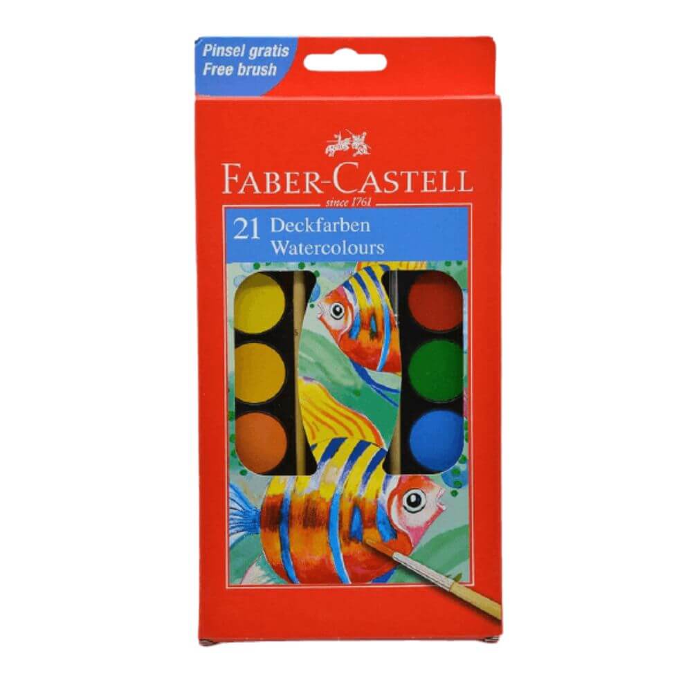 Acuarele cu Pensula Faber-Castell Connector, 30 mm, 21 Culori, Faber Castell Acuarele, Acuarele Scoala, Culori pentru Pictat, Acuarele Pictura, Paleta de Acuarele, Set Culori Acuarele, Acuarele Scoala, Materiale de Pictura, Accesorii Pictura
