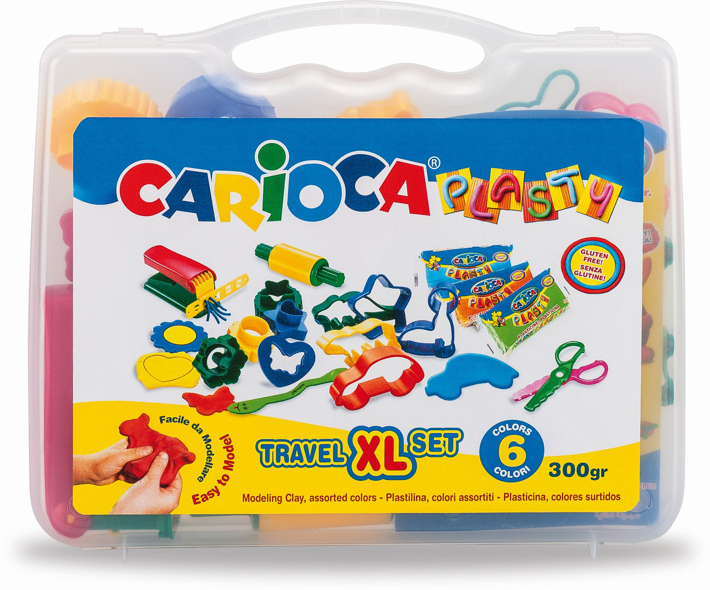 Kit 3 Culori X 50gr Plastilina + 8 Forme Modelaj + Accesorii, Carioca Plasty