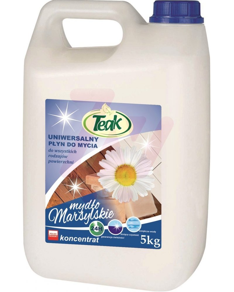 Detergent Lichid Universal, 5 Litri, Pentru Toate Tipurile De Pardoseli, Teak - Marsylian Soap - Alb