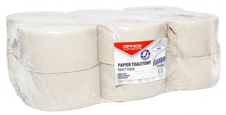 Hartie Igienica Gri, 120m - 1 Strat, 12 Role/bax, Office Products Jumbo - Hartie Reciclata