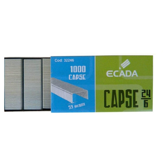 Set 1000 Capse Metalice ECADA 24/6, Capse Metalice 24/6, Capse din Metal, Set de Capse 24/6, Capse de Metal la Set, Seturi de Capse Metalice 24/6, Set Capse pentru Hartie, Capse de Birou