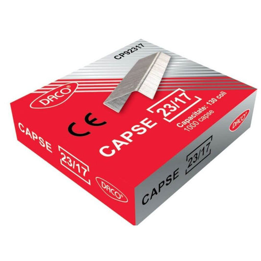 Set 1000 Capse Metalice DACO 23/17, Capse Metalice 23/17, Capse din Metal, Set de Capse 23/17, Capse de Metal la Set, Seturi de Capse Metalice 23/17, Set Capse pentru Hartie, Capse de Birou
