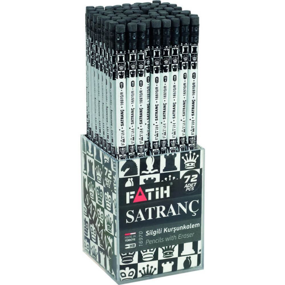 Set 72 Creioane Grafit Fatih Satranc, Mina HB, Corp Rotund de Lemn Alb/Negru cu Radiera, Creioane Desen HB, Set Creioane Grafit HB, Creion HB, Set Creioane Grafit cu Radiera, Creion HB Grafit, Creioane pentru Schite si Grafica, Creioane Desen Tehnic