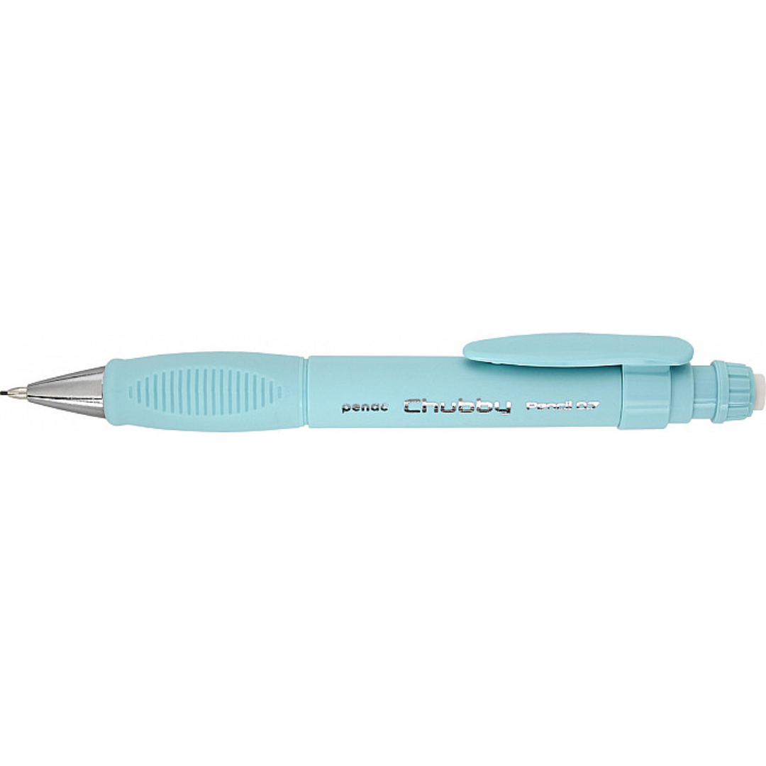 Creion Mecanic Penac Chubby, Rubber Grip, 0.7mm, Con Si Varf Metalic, Radiera Retractabila, Sky Blue