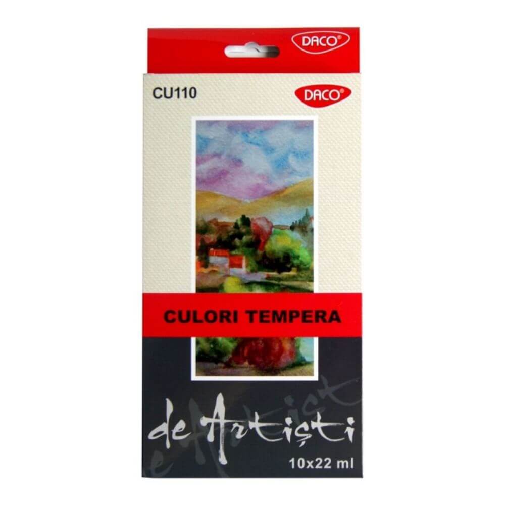 Vopsea Tempera Artisti DACO, 10 Culori/Set, 22 ml/Tub, Multicolor, Set Tempera, Acuarele Tempera, Tempera Acuarele, Tempera Tub, Culoare Tempera, Tempera, Acuarele, Culori Tempera, Vopsele Tempera, Culori pentru Pictura