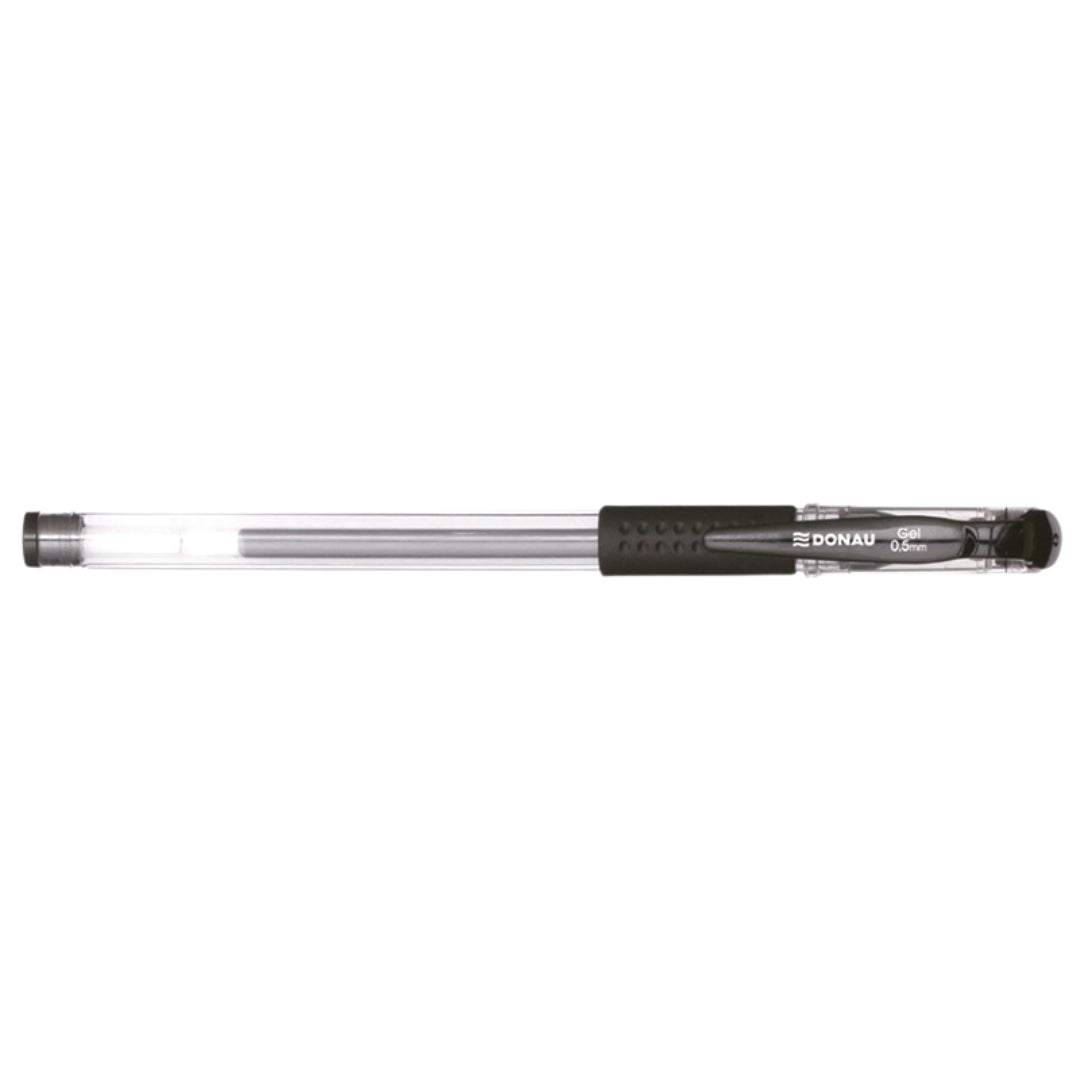 Pix Transparent Cu Gel, Rubber Grip, 0.5 Mm, Cerneala Rezistenta La Apa, Donau - Negru