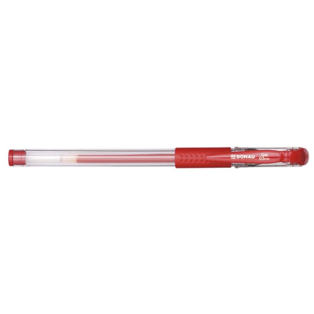 Pix Transparent Cu Gel, Rubber Grip, 0.5 Mm, Cerneala Rezistenta La Apa, Donau - Rosu