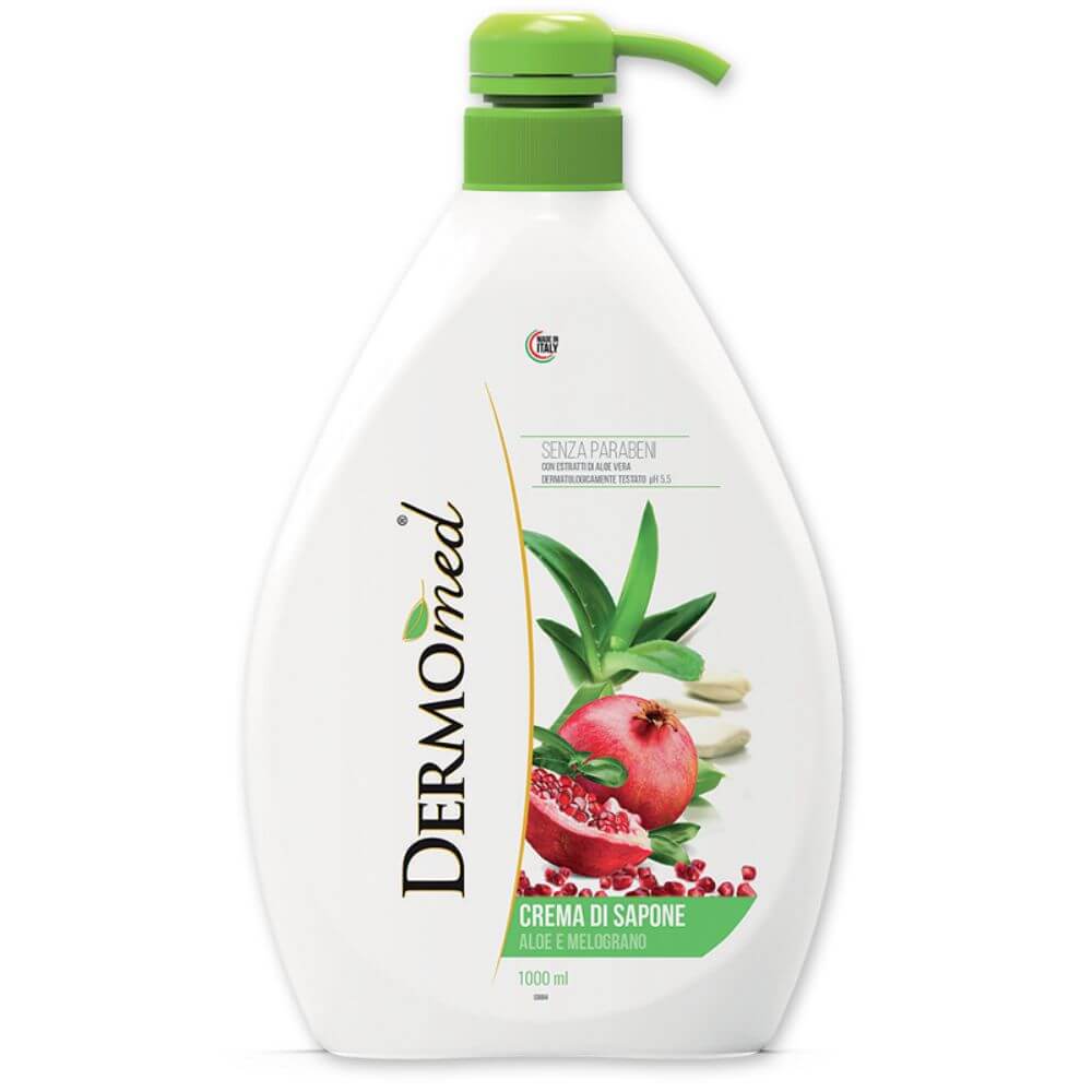 Sapun Lichid DERMOMED, 1 L, Sapun Lichid cu Aloe si Rodie, Sapun Hidratant, Sapun Lichid Hidratant, Sapun Lichid, Sapun Dermomed, Dermomed Sapun Lichid Aloe si Rodie, Sapun Lichid cu Pompita