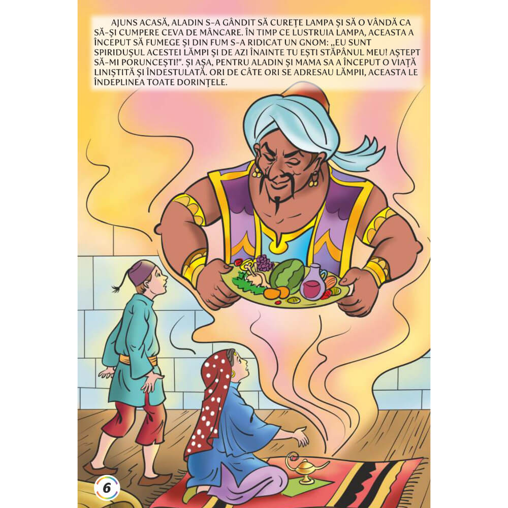 Aladin si Lampa Fermecata, Carte de Colorat cu Povesti A4