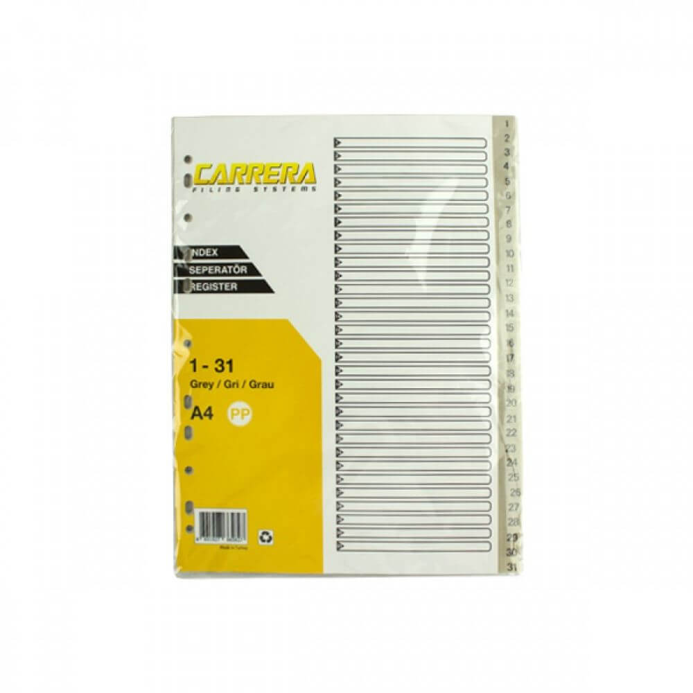 Index din Plastic EVOffice, Numerotat de la 1 la 31, Format A4