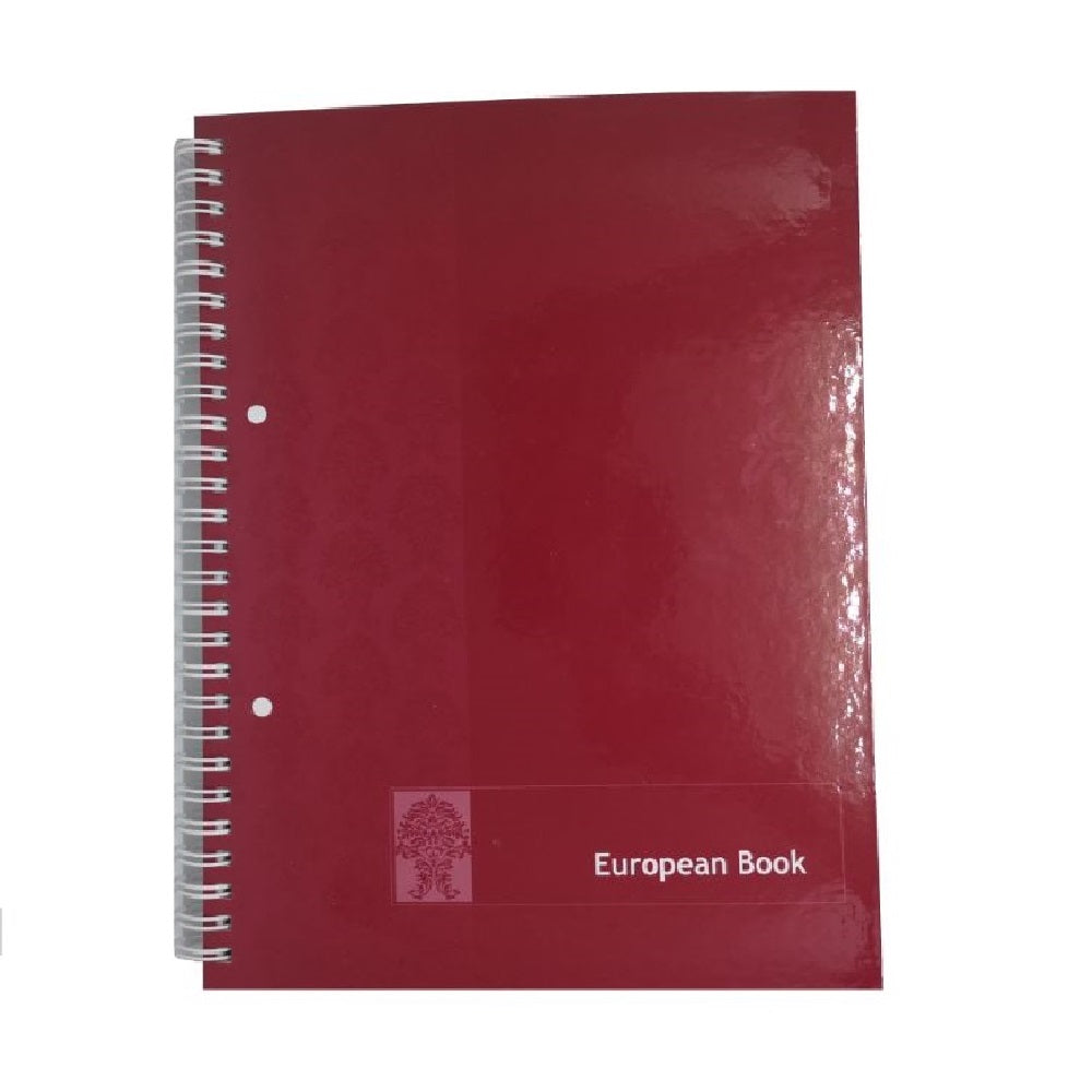 Caiet European Book A4 de Matematica cu Dublu Spira Metalica, 80 File, Coperta Policromie Rosie, Caiet Spiralat de Mate, Caiete Tip Agenda