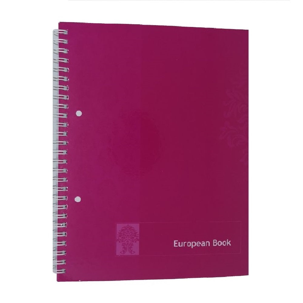 Caiet European Book A4 de Matematica cu Dublu Spira Metalica, 80 File, Coperta Policromie Roz, Caiet Spiralat Matematica, Caiete Tip Agenda