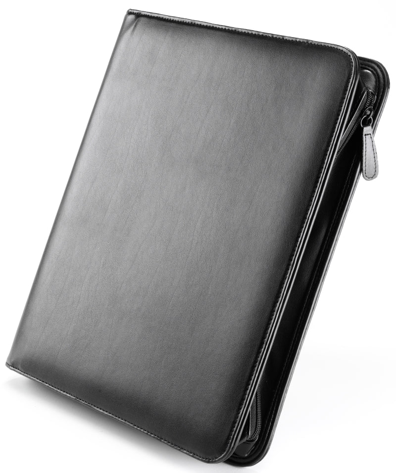 Mapa Conferinte A4, Imitatie Piele Neagra De Lux, Cu Inele, Buzunare Si Blocnotes, Falcon