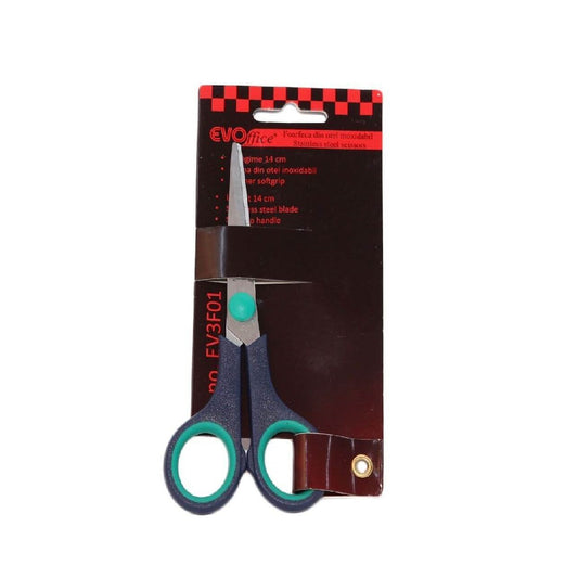 Foarfeca EVOffice 14 cm, Lame din Otel Inoxidabil si Maner Cauciucat
