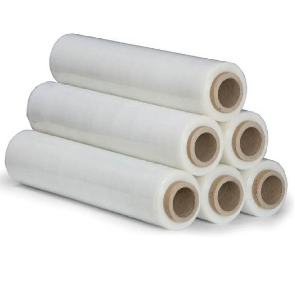 Set 6 Buc Folie Stretch pentru Uz Manual 1.5 Kg/Rola, 23 MIC, Folie Net 1.2 KG si Tub Carton 300 g - Folie pentru Ambalare si Paletizare