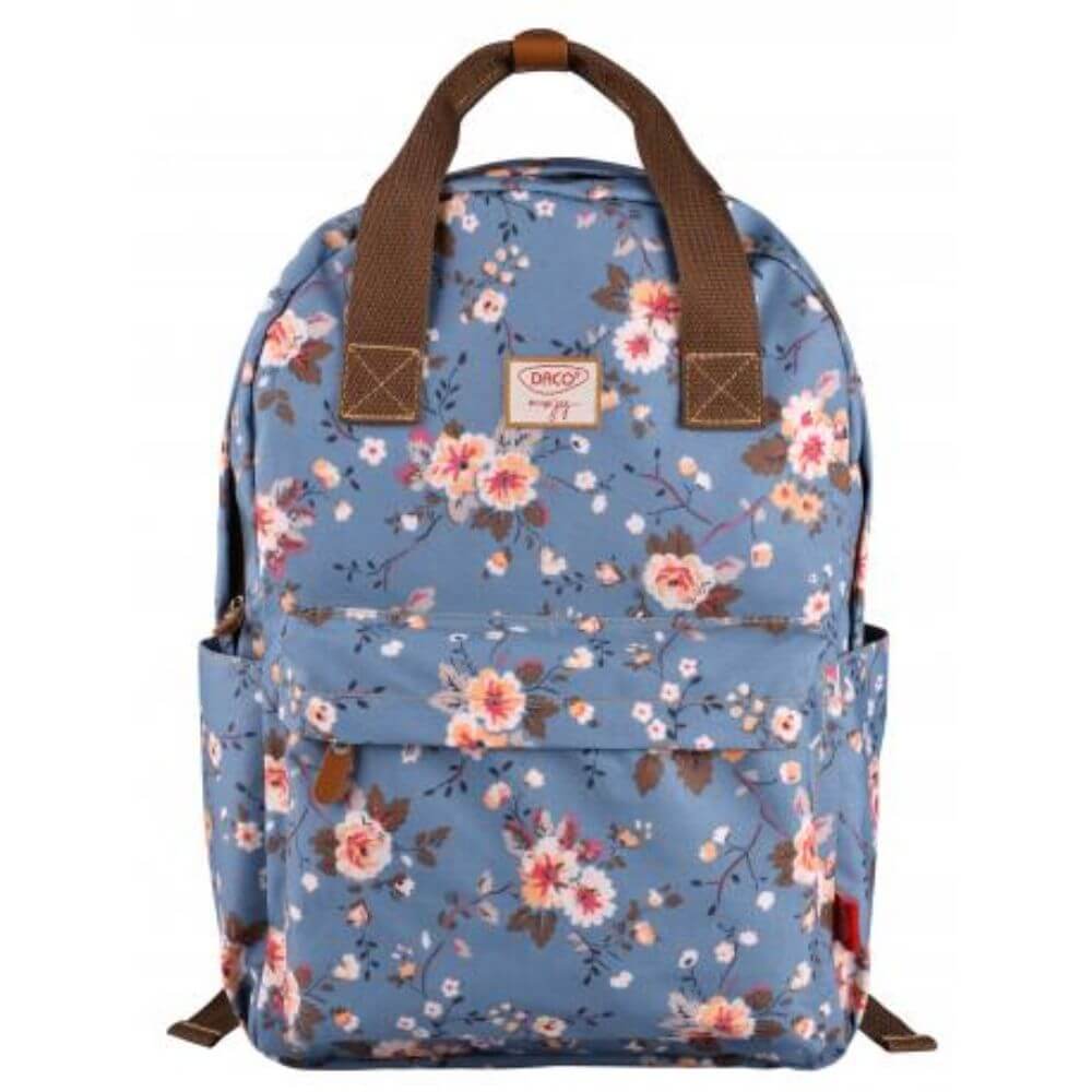 Ghiozdan DACO, 43x30x13 cm, Bretele Reglabile, Material Poliester, Model Floral, Albastru, Ghiozdane pentru Fete, Ghiozdane pentru Scoala, Ghiozdan de Scoala, Ghiozdan pentru Copii, Ghiozdan Scolar, Ghiozdane Scolare, Ghiozdanele