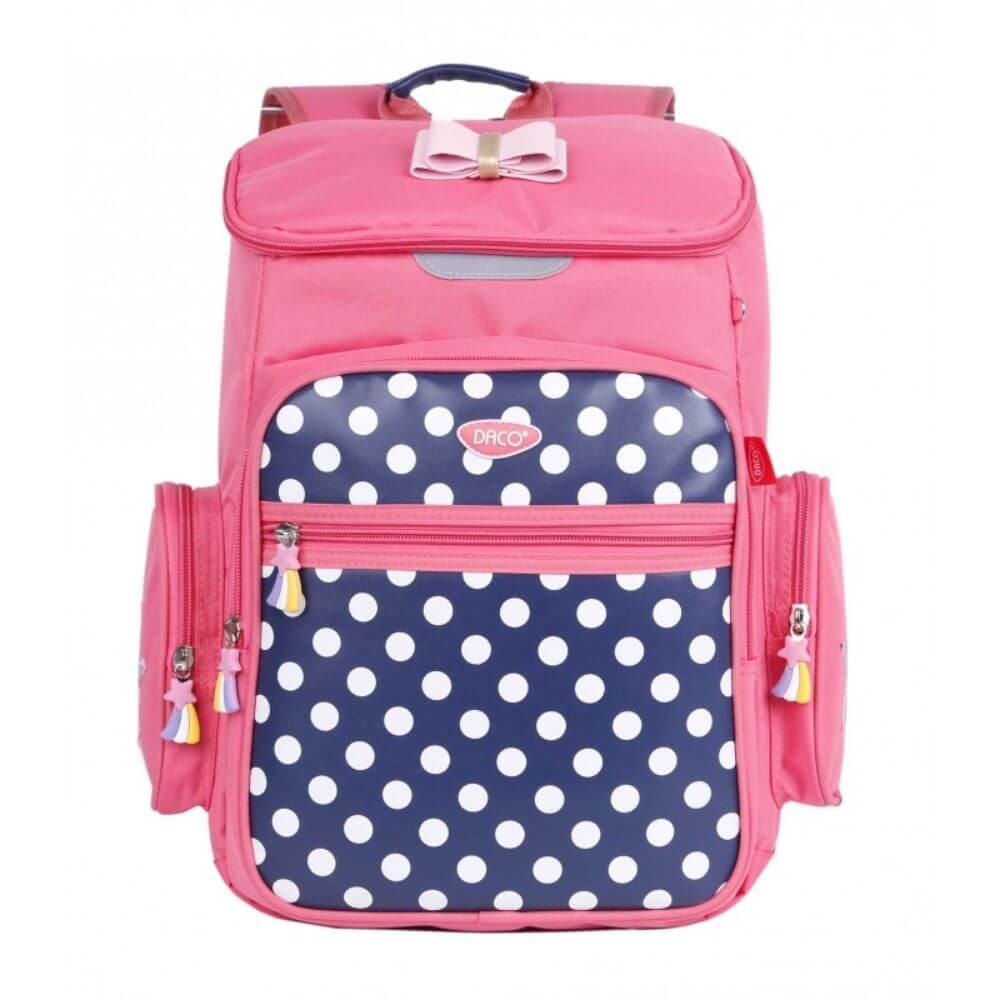 Ghiozdan DACO pentru Scolari, Model Buline, 40x31x17 cm, Poliester, Roz, Ghiozdan Scolar, Ghiozdan Scolari, Ghiozdane Scoala, Ghiozdan Adolescenti, Ghiozdane Adolescenti, Rucsac Scoala, Ghiozdan Mare